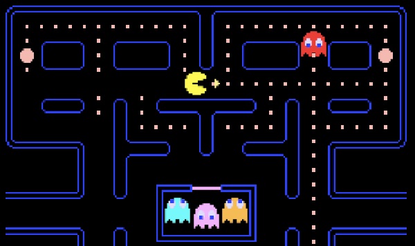 screen shot of an actual Pac Man arcade game